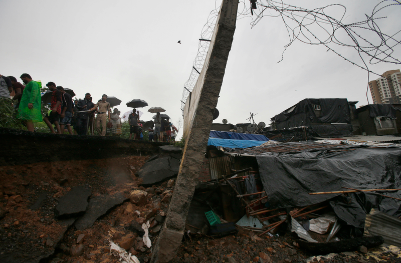 The site where the wall fell in Mumbai, killing 21 people.